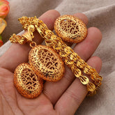 24K Jewelry sets wedding gold color for women African bridal Women's necklace earrings pendants jewellery set - Flexi Africa